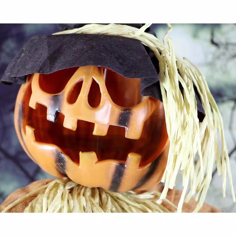 Haunted Hill Farm 6 ft. Animatronic Moaning Jack-O-Lantern Scarecrow Halloween Prop