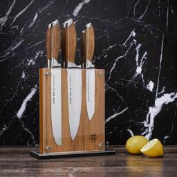 SCHMIDT BROS. Schmidt Brothers 7-Piece Bonded Teak Stainless Steel Knife Set with Acacia Midtown Magnetic Block thumbnail 3