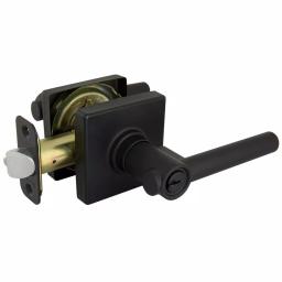 Defiant Highland Matte Black Keyed Entry Door Lever with Square Rose thumbnail 6