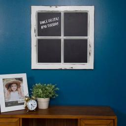 Pinnacle Distressed White Window Pane Framed Chalkboard - Rustic Farmhouse Memo Board thumbnail 1