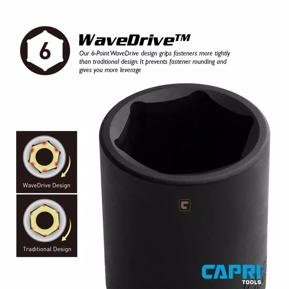 Capri Tools 30 mm 6-Point Metric Deep Impact Socket, 1/2 in. Drive