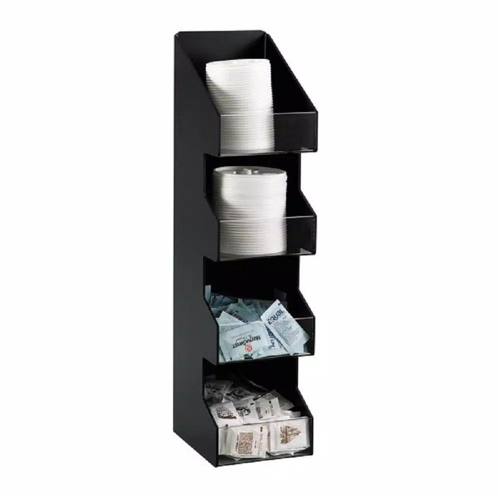 Unbranded Black 4-Section Vertical Countertop Lid and Condiment Organizer