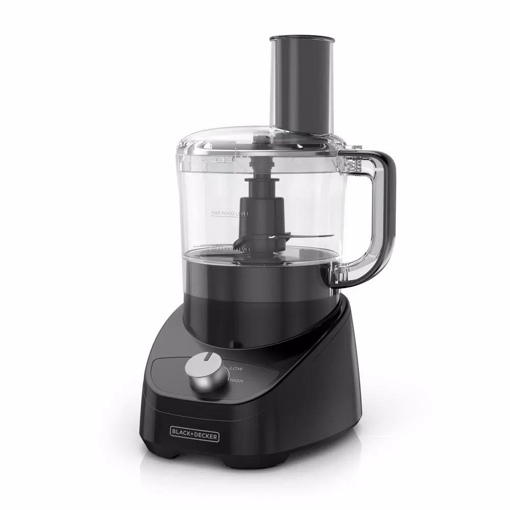 BLACK+DECKER 8-Cup 2-Speed Food Processor with S-Blade and Reversible Disc, Black