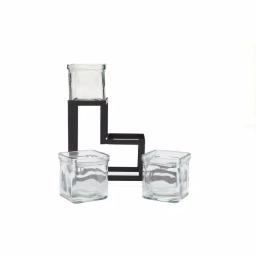 Mind Reader 3-Tier Black Metal Condiment Server with 3 Removable 8 oz. Glass Jars thumbnail 3