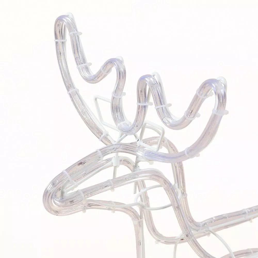 Luxen Home 25 in. LED White Rope Light Standing Reindeer - Indoor/Outdoor Christmas Decoration