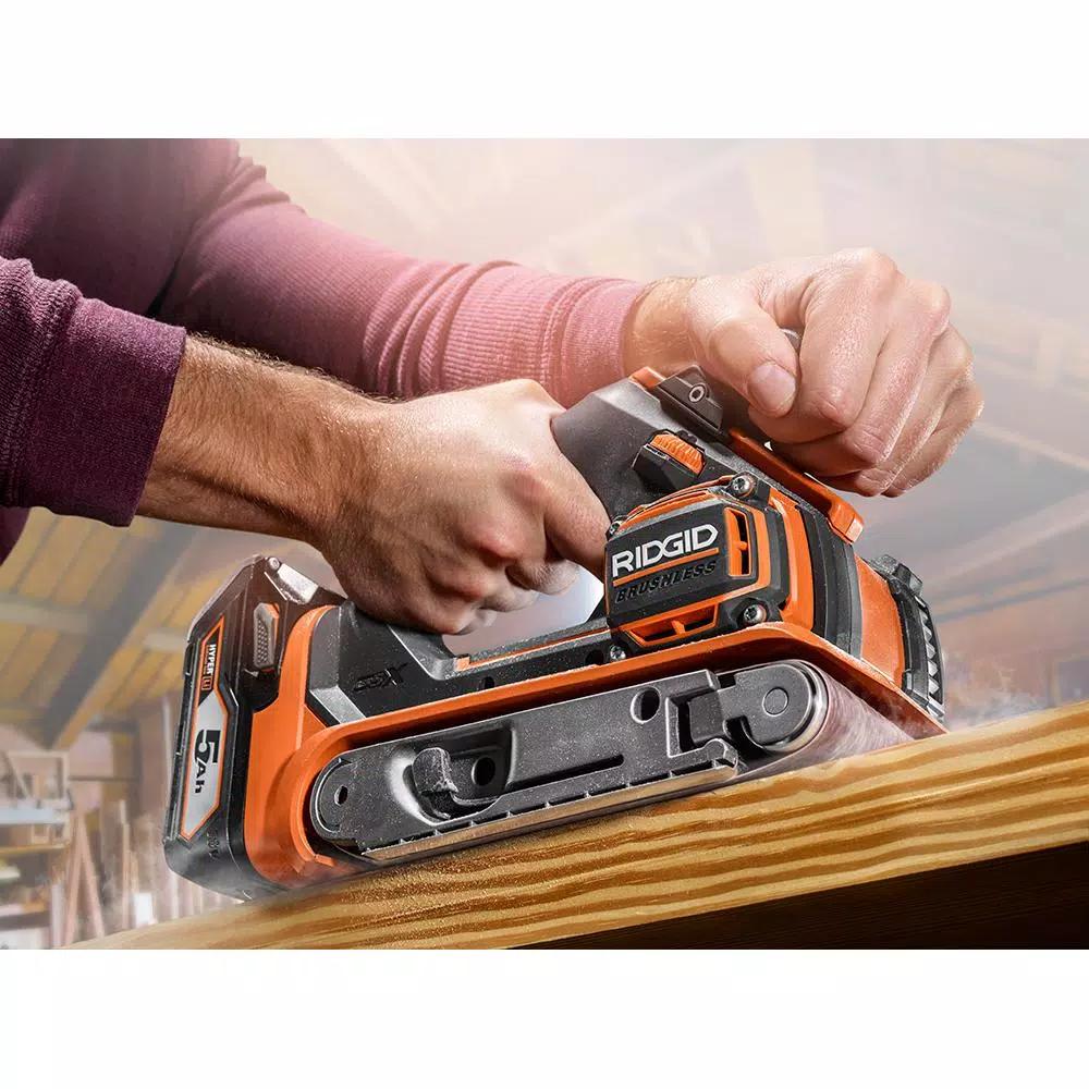 RIDGID 18V Cordless Brushless 3 in. x 18 in. Belt Sander with 1.5 Ah Lithium-Ion Battery