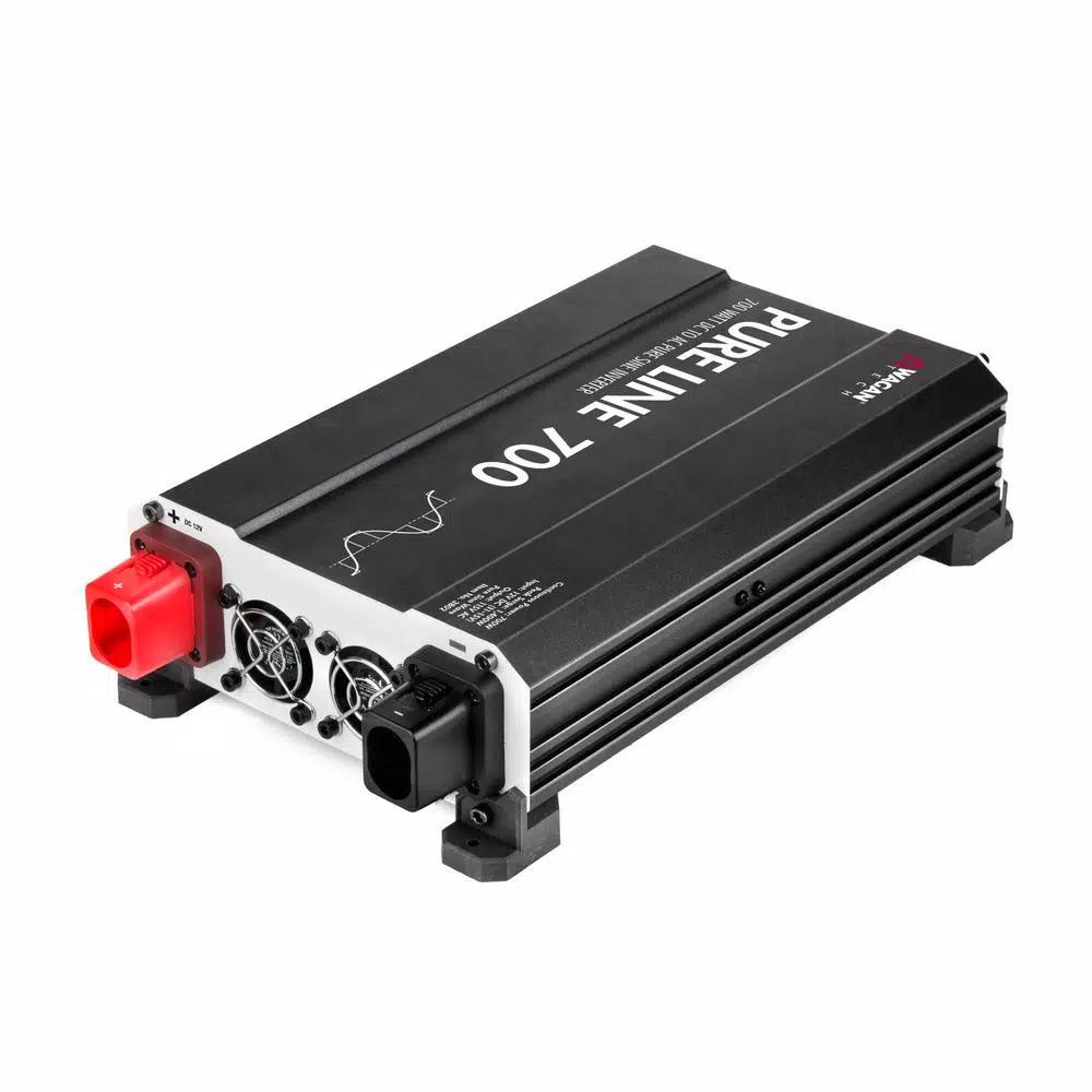 Wagan Tech Pure Line 700W Pure Sine Wave Inverter, 1400W Surge, 12V DC to 120V AC, ETL Certified