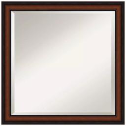 Amanti Art Cyprus 23 in. W x 23.12 in. H Square Beveled Edge Wood Bathroom Vanity Mirror, Dark Brown Walnut thumbnail 1
