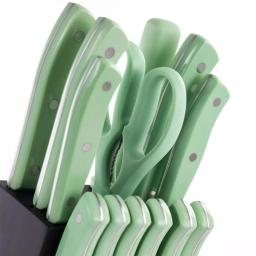 Oster Evansville 14-Piece Stainless Steel Knife Set with Hardwood Block in Turquoise thumbnail 5