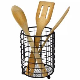 Home Basics Black Grid Free-Standing Steel Utensil Holder with Mesh Bottom thumbnail 3