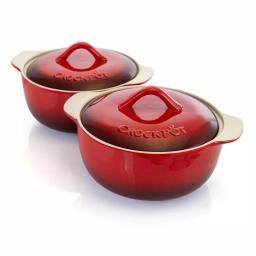 Crock-Pot Artistan 4-Piece Round Stoneware Casserole Set with Lids, Red thumbnail 1