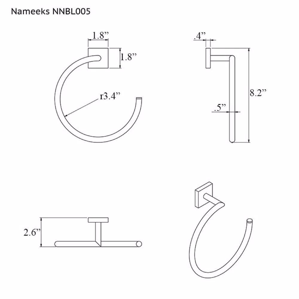 Nameeks Nice Hotel Wall Mounted Towel Ring - Polished Chrome Brass