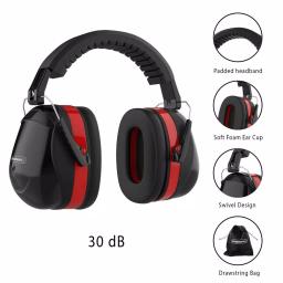 Stalwart Over-Ear Noise Reduction Ear Muffs, 30dB NRR, Foldable Black/Red thumbnail 4