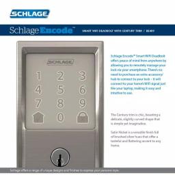 Schlage Encode Smart WiFi Door Lock with Latitude Lever Handleset, Satin Nickel thumbnail 4