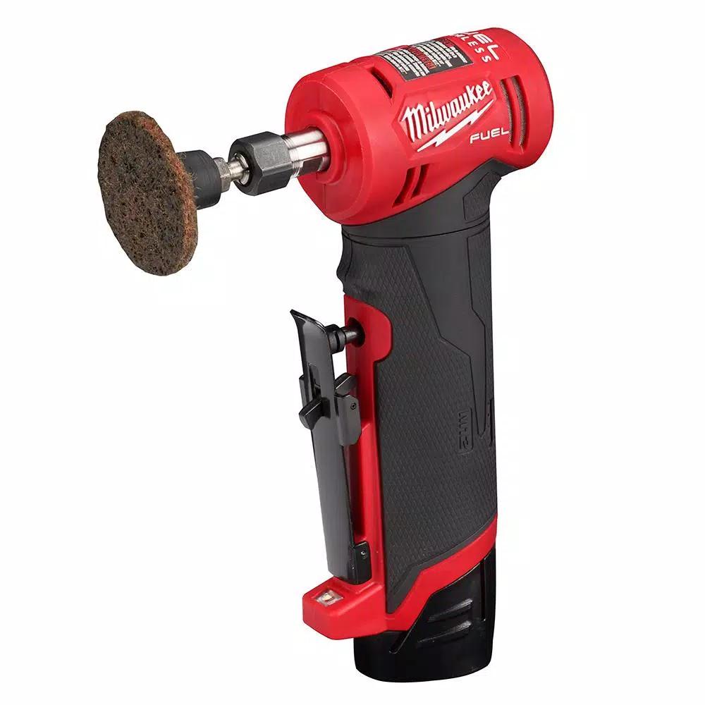Milwaukee M12 FUEL 12V Brushless Right Angle Die Grinder Kit w/ (2) 2.0Ah Batteries