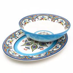 Euro Ceramica Zanzibar Bohemian Earthenware Serving Bowl, Multicolor, 120oz thumbnail 4