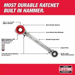Milwaukee Lineman's 5-in-1 Ratcheting Wrench with Milled Strike Face thumbnail 2