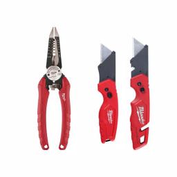 Milwaukee 6-in-1 Electrician Combination Pliers and FASTBACK Utility Knife 2-Pack Set thumbnail 1