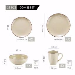 Vancasso 16-Piece Vintage Beige Porcelain Dinnerware Set - Service for 4 thumbnail 2