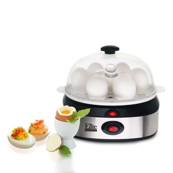 Elite Automatic Stainless Steel 7-Egg Cooker with Poaching Tray and Measuring Cup