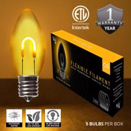 Wintergreen Lighting FlexFilament C9 LED Shatterproof Gold Vintage Edison Bulbs (5-Pack) thumbnail 2