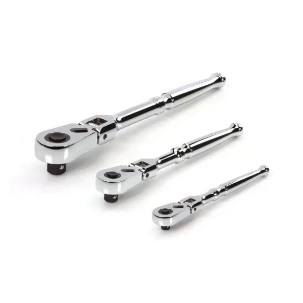 TEKTON 3-Piece Flex Quick-Release Ratchet Set, 1/4 in., 3/8 in., 1/2 in. Drives