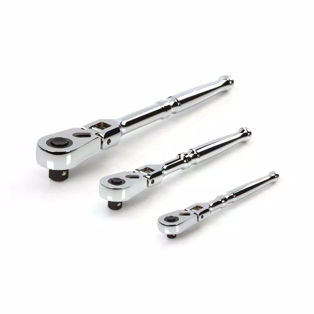 TEKTON 3-Piece Flex Quick-Release Ratchet Set, 1/4 in., 3/8 in., 1/2 in. Drives