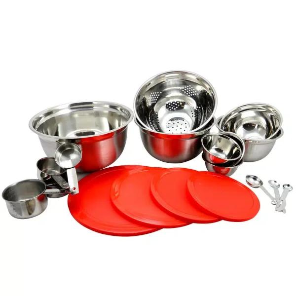 Sunbeam Branfield 21-Piece Stainless Steel Mixing Bowl Set with Lids and Measuring Accessories