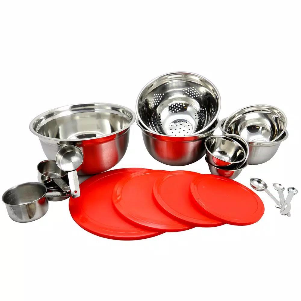 Sunbeam Branfield 21-Piece Stainless Steel Mixing Bowl Set with Lids and Measuring Accessories