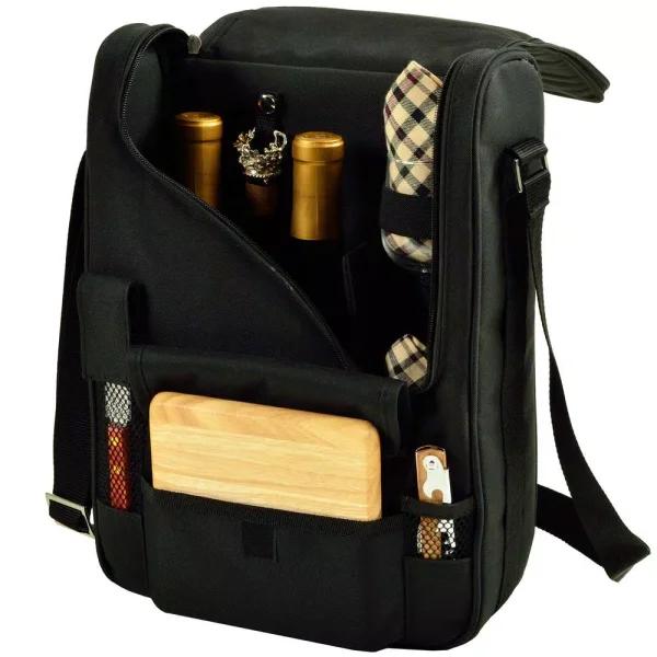 Unbranded Picnic at Ascot Bordeaux Wine and Cheese Cooler Bag Set with Glassware and Hardwood Board