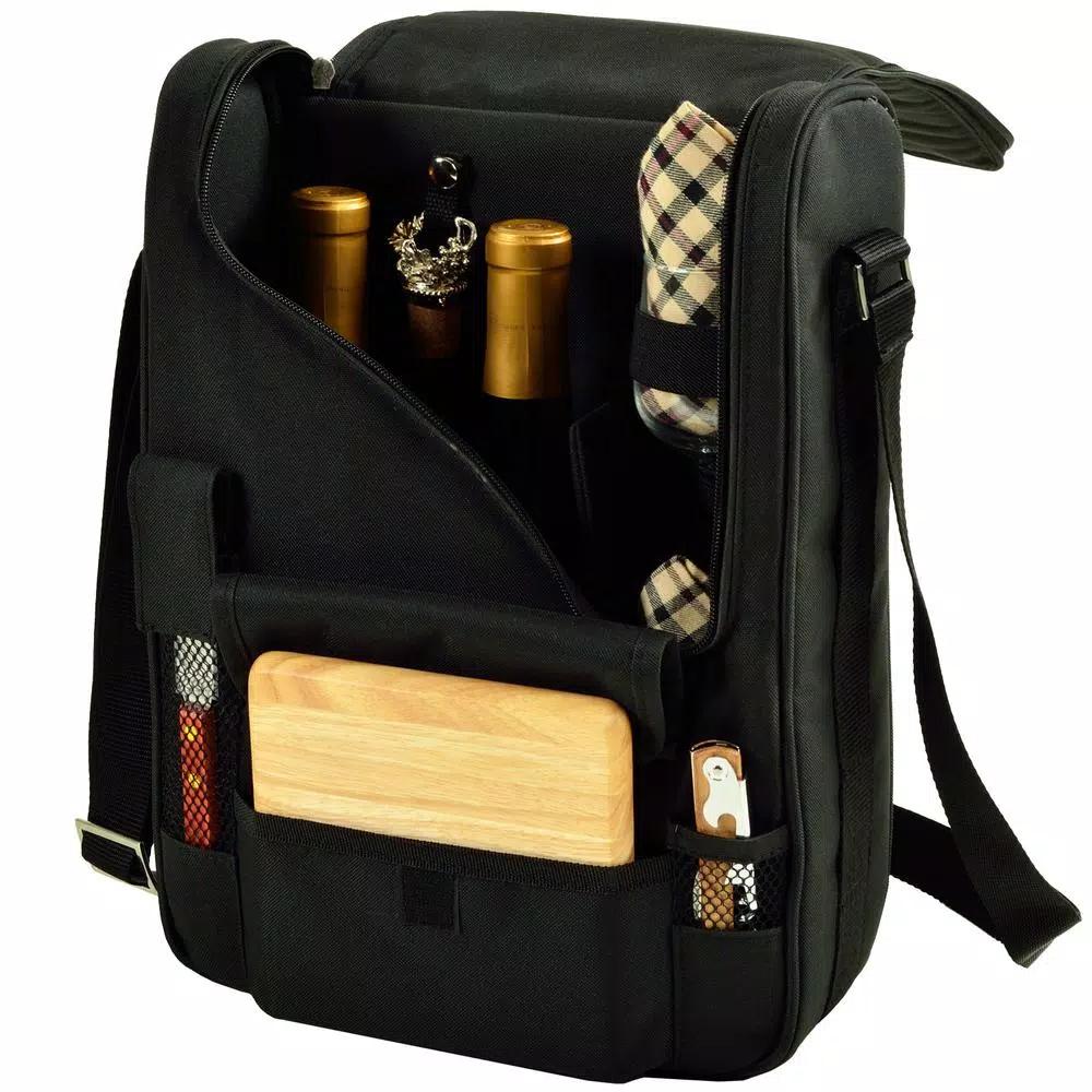Unbranded Picnic at Ascot Bordeaux Wine and Cheese Cooler Bag Set with Glassware and Hardwood Board