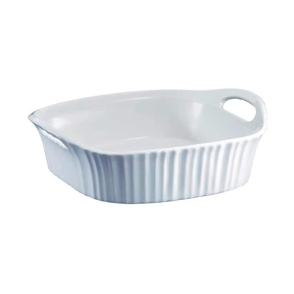 Corningware French White 2 Qt. Square Stoneware Baker, 8 in. x 8 in.