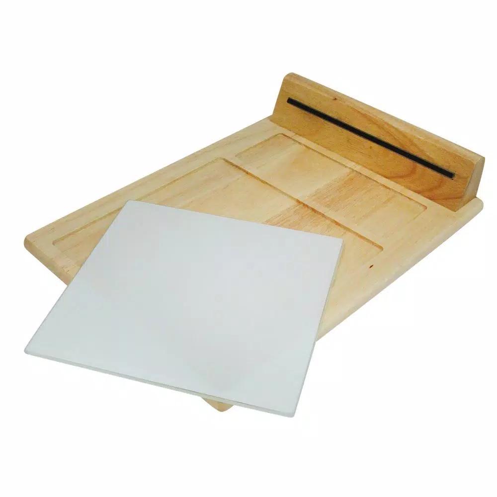 Epicureanist Sonoma Cheese Tray Serving Set with Bamboo Board, Glass Center, and Ceramic Dish
