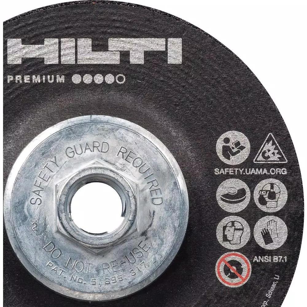 Hilti 7 in. Zirconium Grinding Disc, Type 27, 1/4 in. x 5/8 in. Arbor, 10-Pack