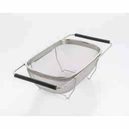 ExcelSteel 11 in. Stainless Steel Over the Sink Mesh Strainer with Extendable Non-Slip Rubber Handles thumbnail 1