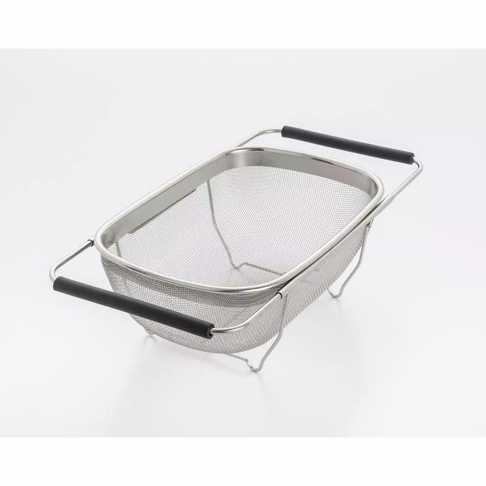 ExcelSteel 11 in. Stainless Steel Over the Sink Mesh Strainer with Extendable Non-Slip Rubber Handles