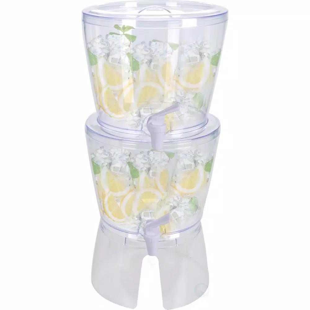 Basicwise Stackable 1.4 Gal. Juice and Water Beverage Dispenser with Stand, Clear