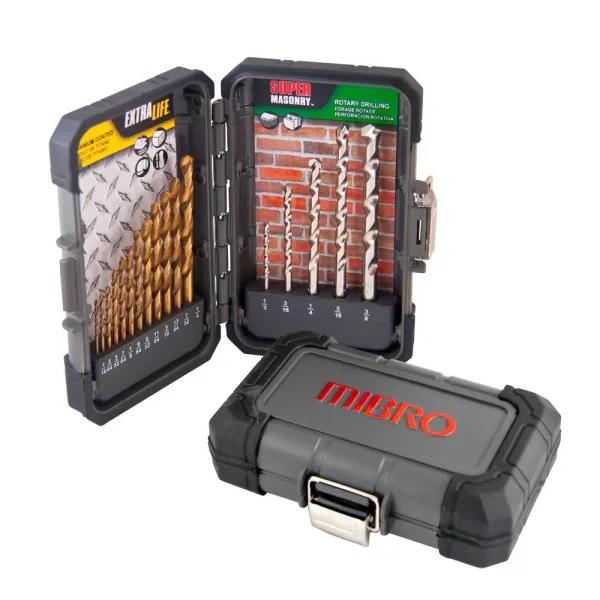 MIBRO 17-Piece Titanium Coated HSS and Carbide Masonry Drill Bit Set