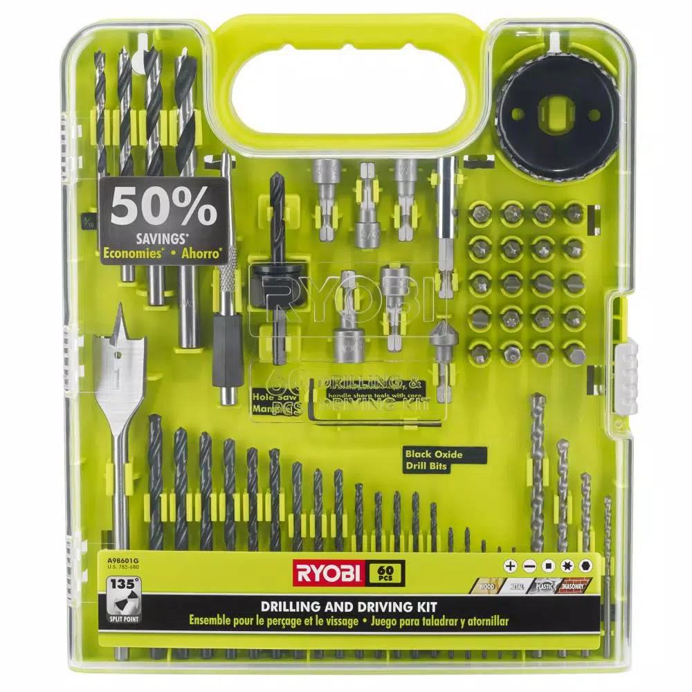 RYOBI 68-Piece Multi-Material Drill and Drive Kit with Bonus 8-Piece Impact Rated Driving Set