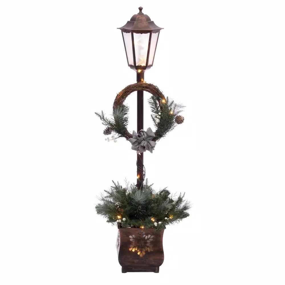 Puleo International 4 ft. Pre-Lit Christmas Lamp Post with 35 White Incandescent Lights