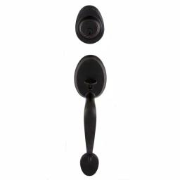 Defiant Wilmington Aged Bronze Entrance Door Handleset with Naples Lever thumbnail 1