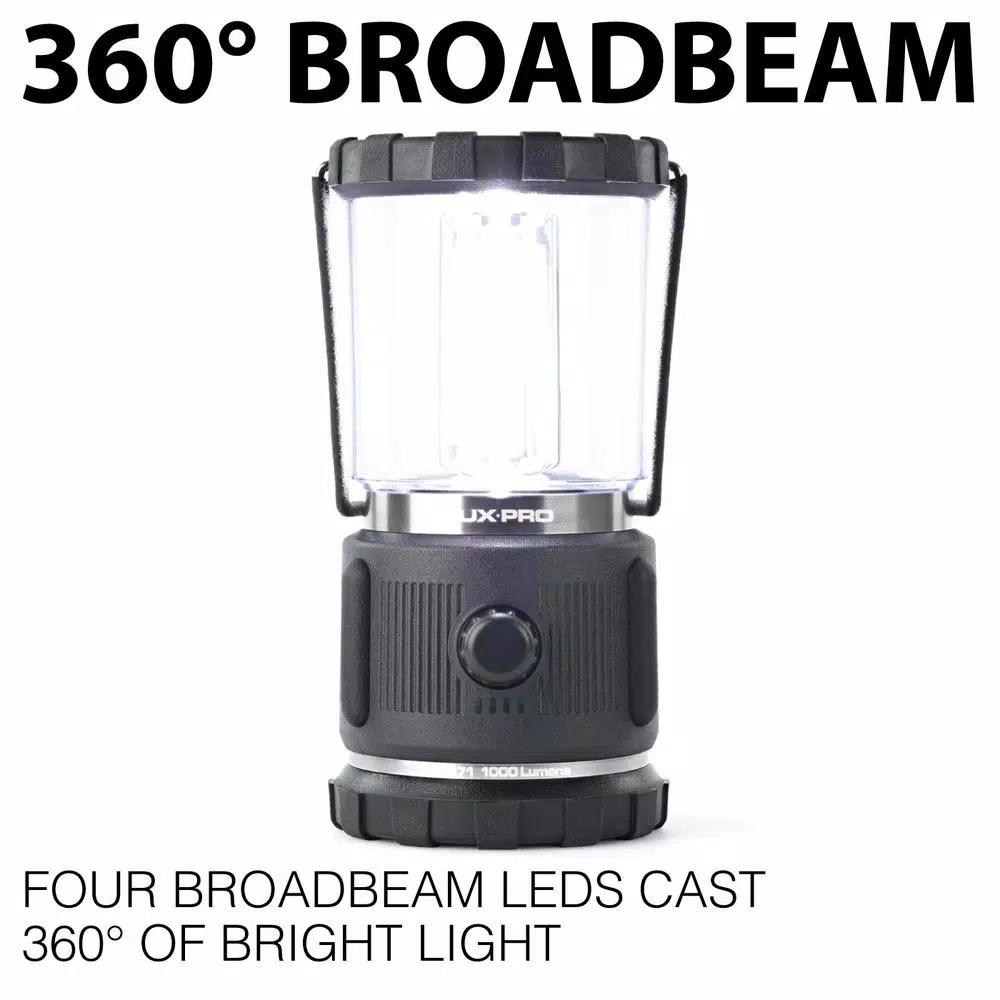 LUXPRO 3D Rugged LED Lantern, 1000 Lumens, 360° Broadbeam Light with TackGrip