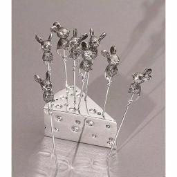 Heim Concept 8-Piece Silver Plated Metal Mouse Cheese Picks with Crystal Accents thumbnail 2