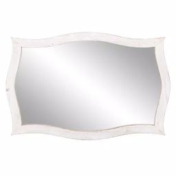 Pinnacle White Scallop Framed Wall Mirror - Distressed Whitewash Solid Wood - 36.75 in. W x 24.25 in. H thumbnail 1