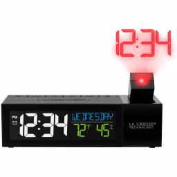 La Crosse Technology Pop-Up Projection Alarm Clock with USB Charging Port, Temperature and Humidity Display, Black thumbnail 1