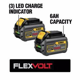 DEWALT FLEXVOLT 60V MAX Brushless Stud & Joist Drill with (2) 6.0Ah Batteries & DCS380B Reciprocating Saw Combo Kit thumbnail 3