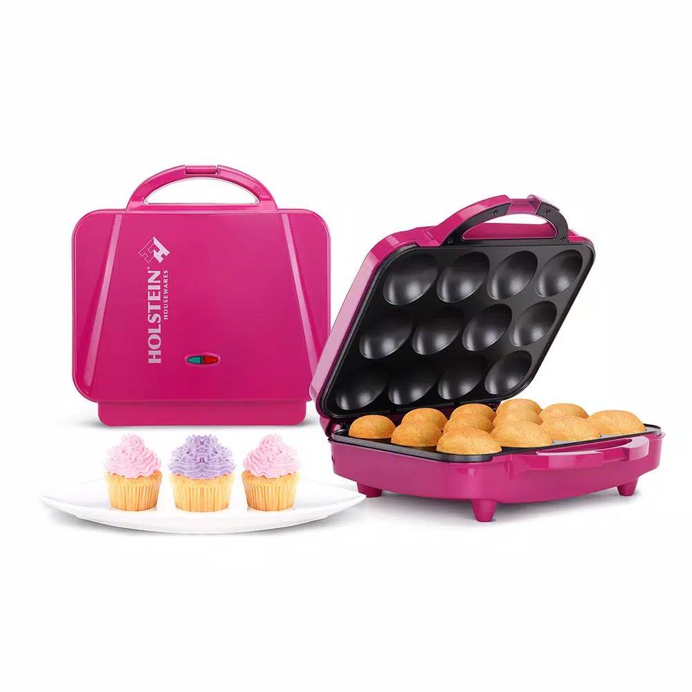 HOLSTEIN HOUSEWARES Holstein 1200W Magenta Non-Stick 12-Piece Cupcake Maker