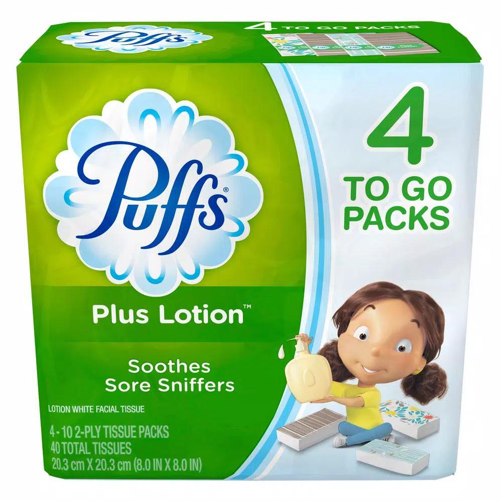 Puffs Plus Lotion 2-Ply Facial Tissue, 10-Count Box (4-Pack, 24 Case)