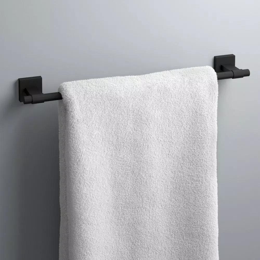 Franklin Brass Maxted 18 in. Single Towel Bar, Matte Black Zinc Die Cast