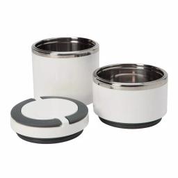Kitchen Details White 2-Tier Round Twist Stainless Steel Insulated Lunch Box thumbnail 1
